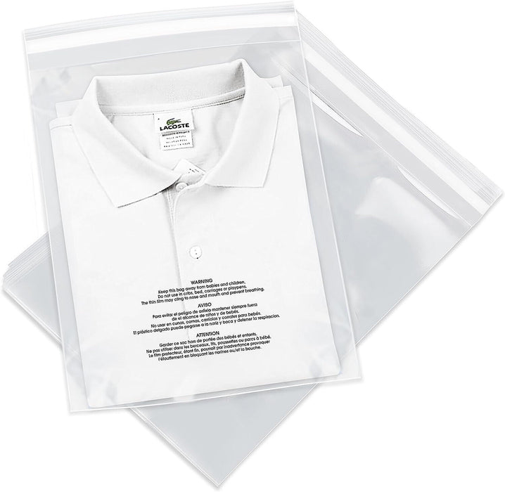 100PCS 10"x13" Poly Bags with Suffocation Warning Shirt Apparel Clear Poly 1.5ml