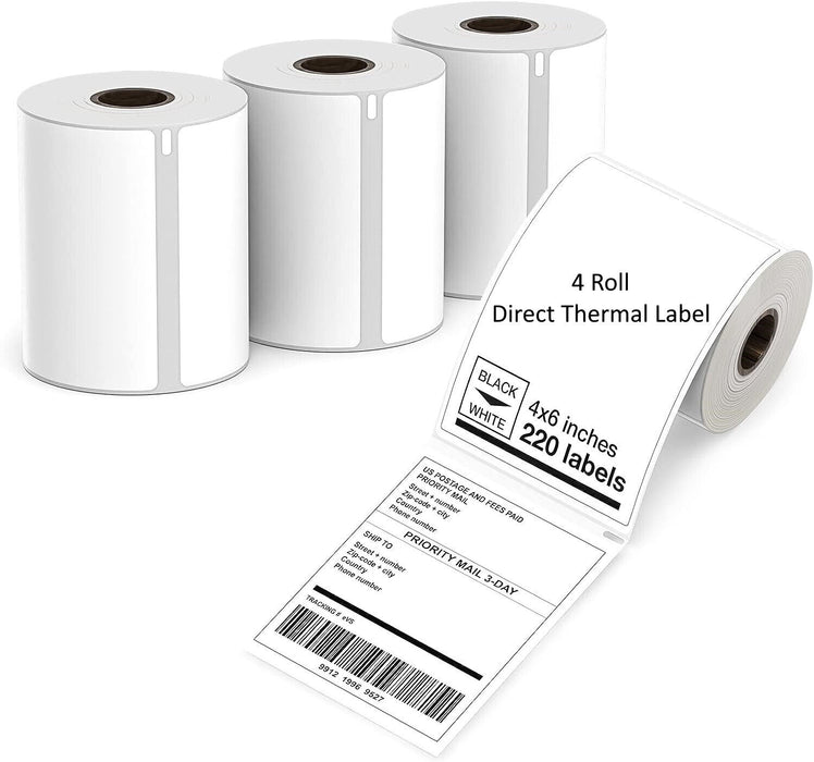 4 Rolls 4x6 Direct Thermal Shipping Labels - 250 per roll - 1000 labels