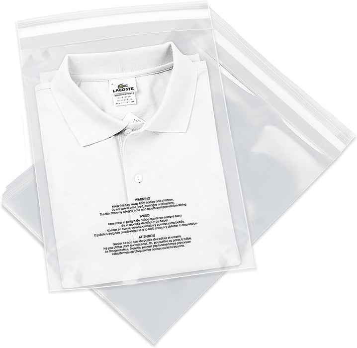 500 PCS 8"x10" Poly Bags with Suffocation Warning Shirt Apparel Clear Poly 1.5ml