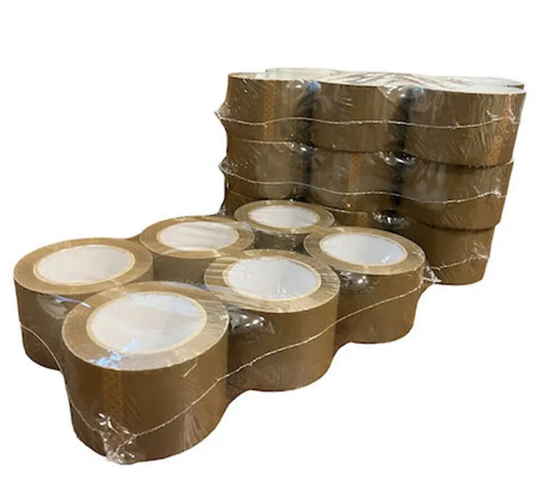 3-Inches Brown/Tan Color Shipping Packaging Sealing Tape 110 Yard (6 x 330 Feet)
